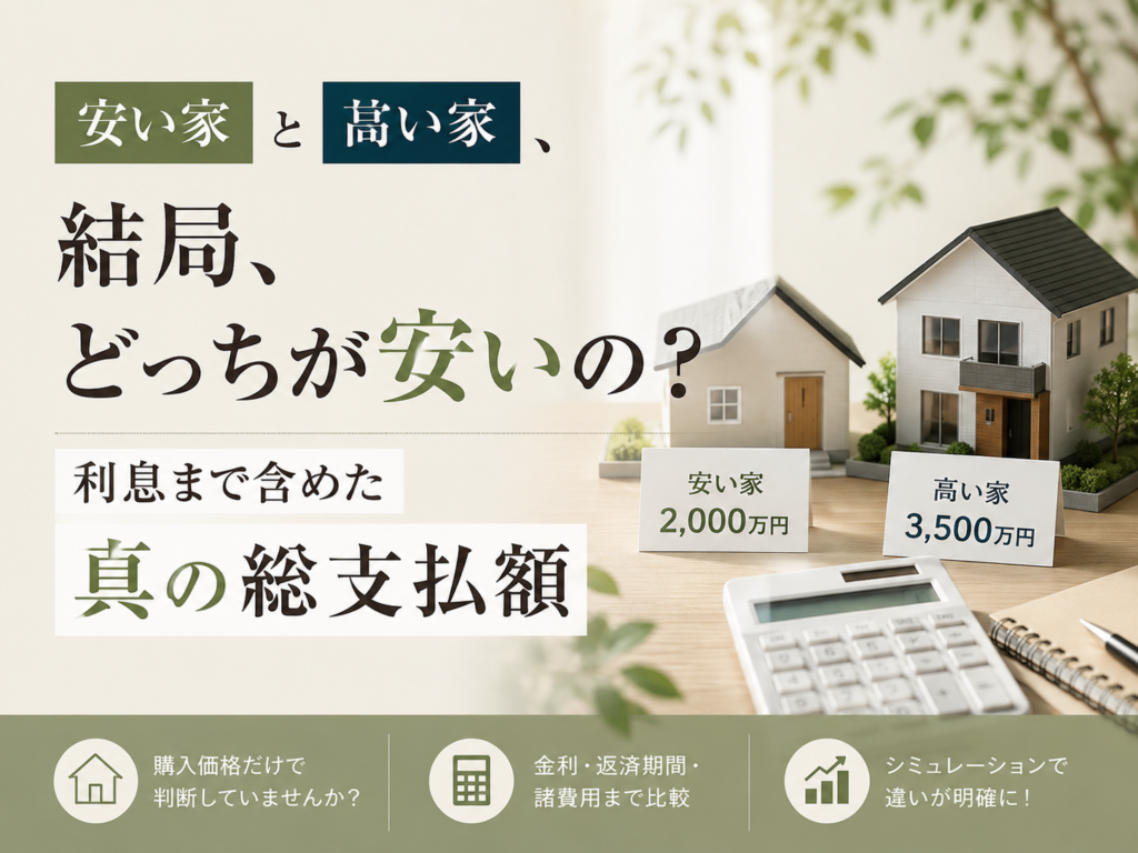 「安い家」と「高い家」、結局どっちが安いの？利息まで含めた真の総支払額